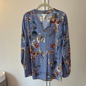 Christopher & Banks Floral Print Blouse - Blue and Red like new